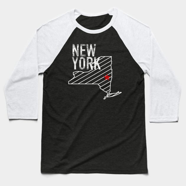 New York - White Design Baseball T-Shirt by Khr15_